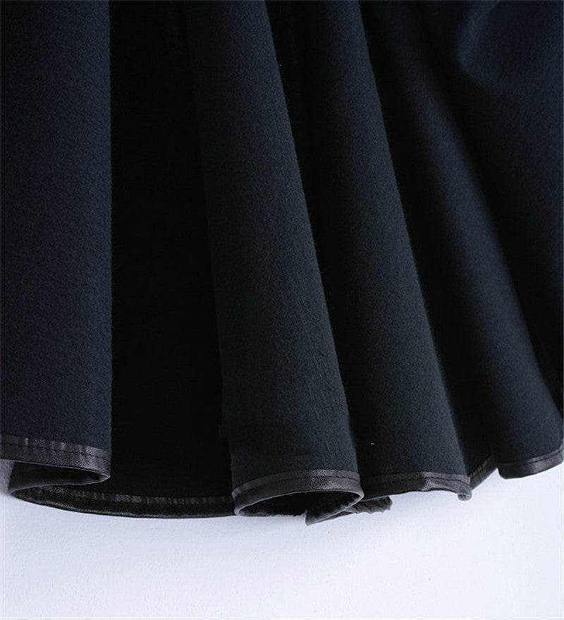 High Waist Pu Leather Skirt Is Thin And Pleated