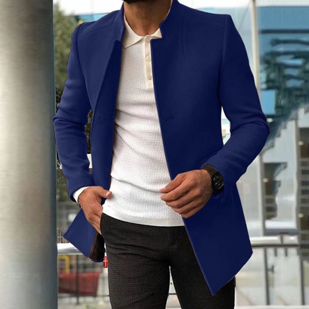 Men's Coat Overcoat Solid Color Slim Fit