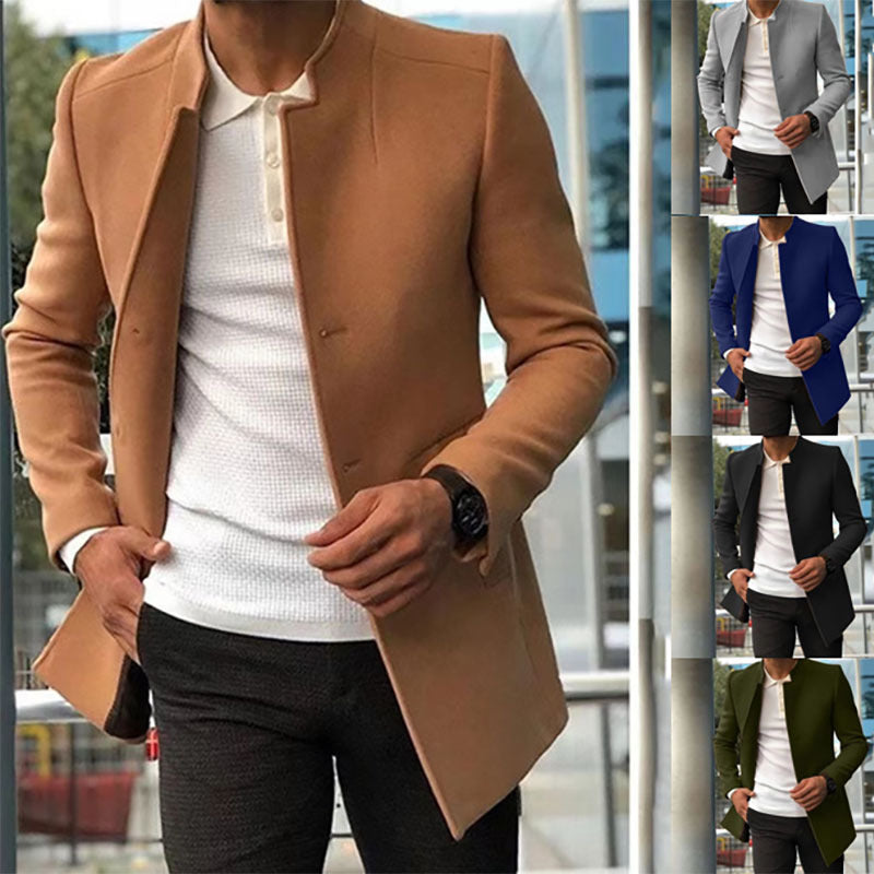 Men's Coat Overcoat Solid Color Slim Fit
