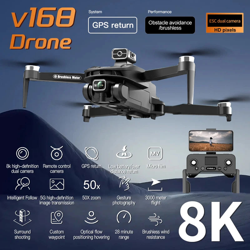 Xiaomi V168 Drone - Professional 8K Aerial Photography with Dual-Camera and GPS